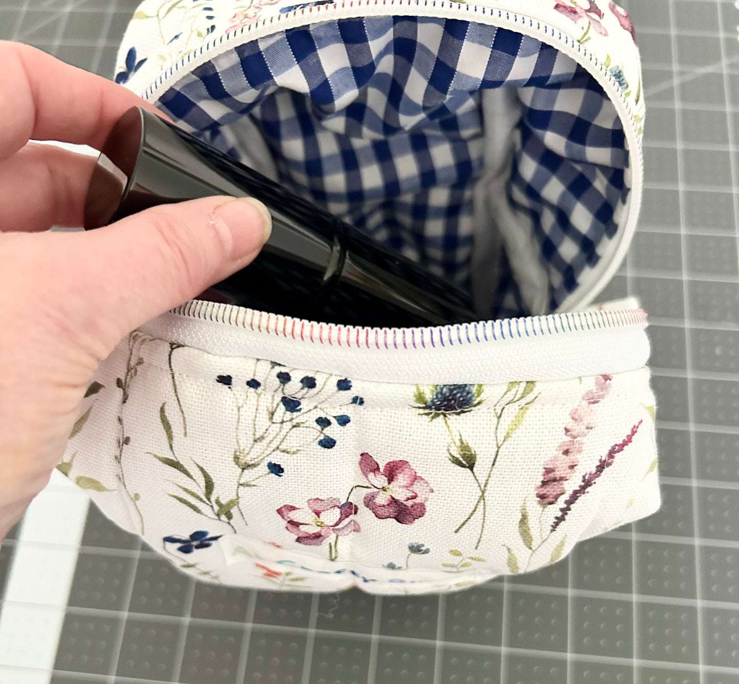 Handmade Wild Floral Quilted Lined Make up bag perfect for travel or Tech