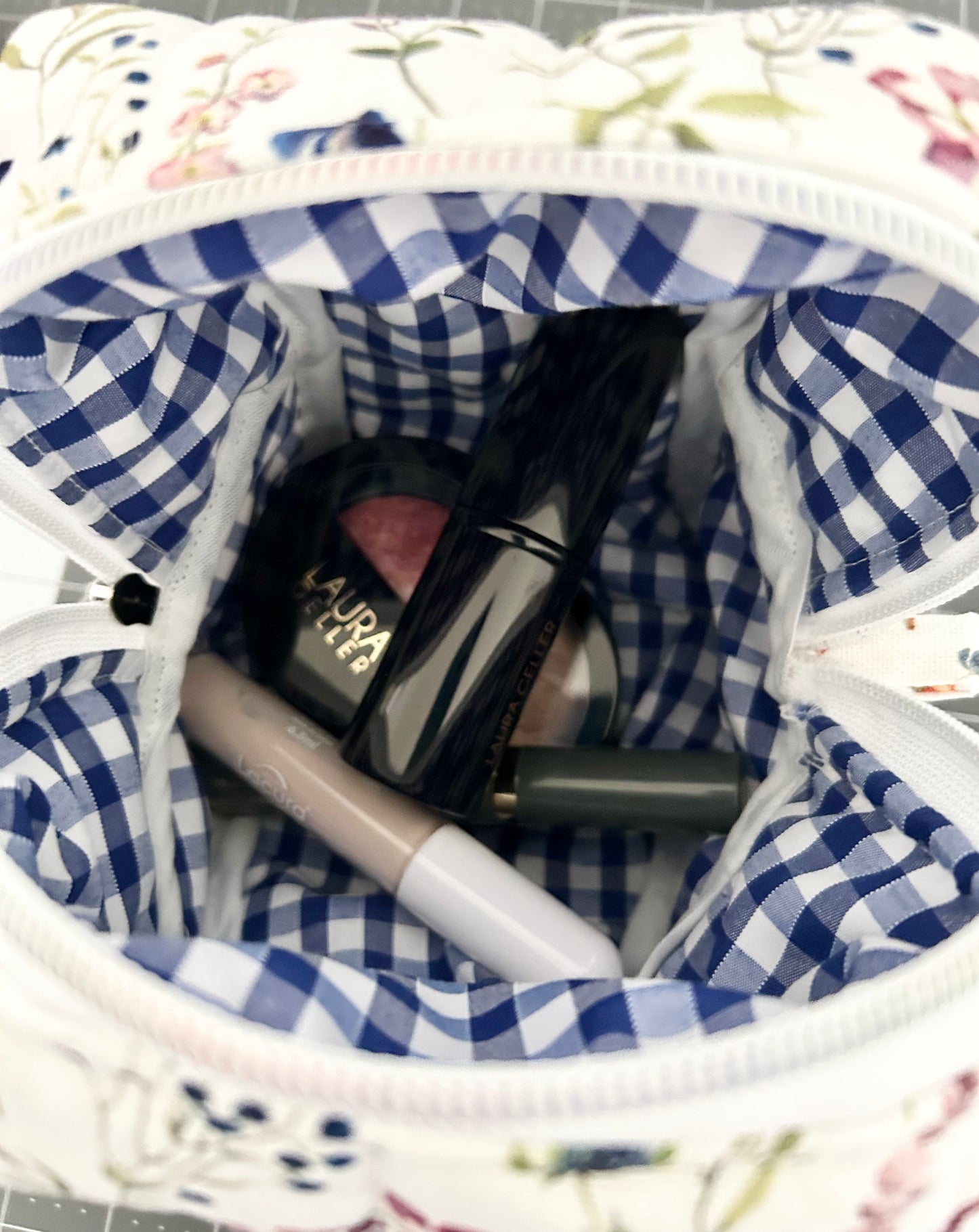 Handmade Wild Floral Quilted Lined Make up bag perfect for travel or Tech