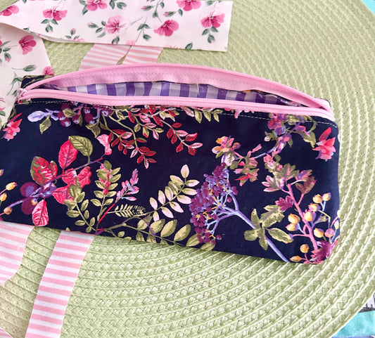 Handmade Navy Blue Floral Wild Berries