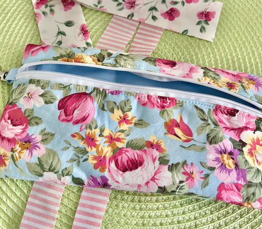Beautiful  Handmade Blue Floral Wallet