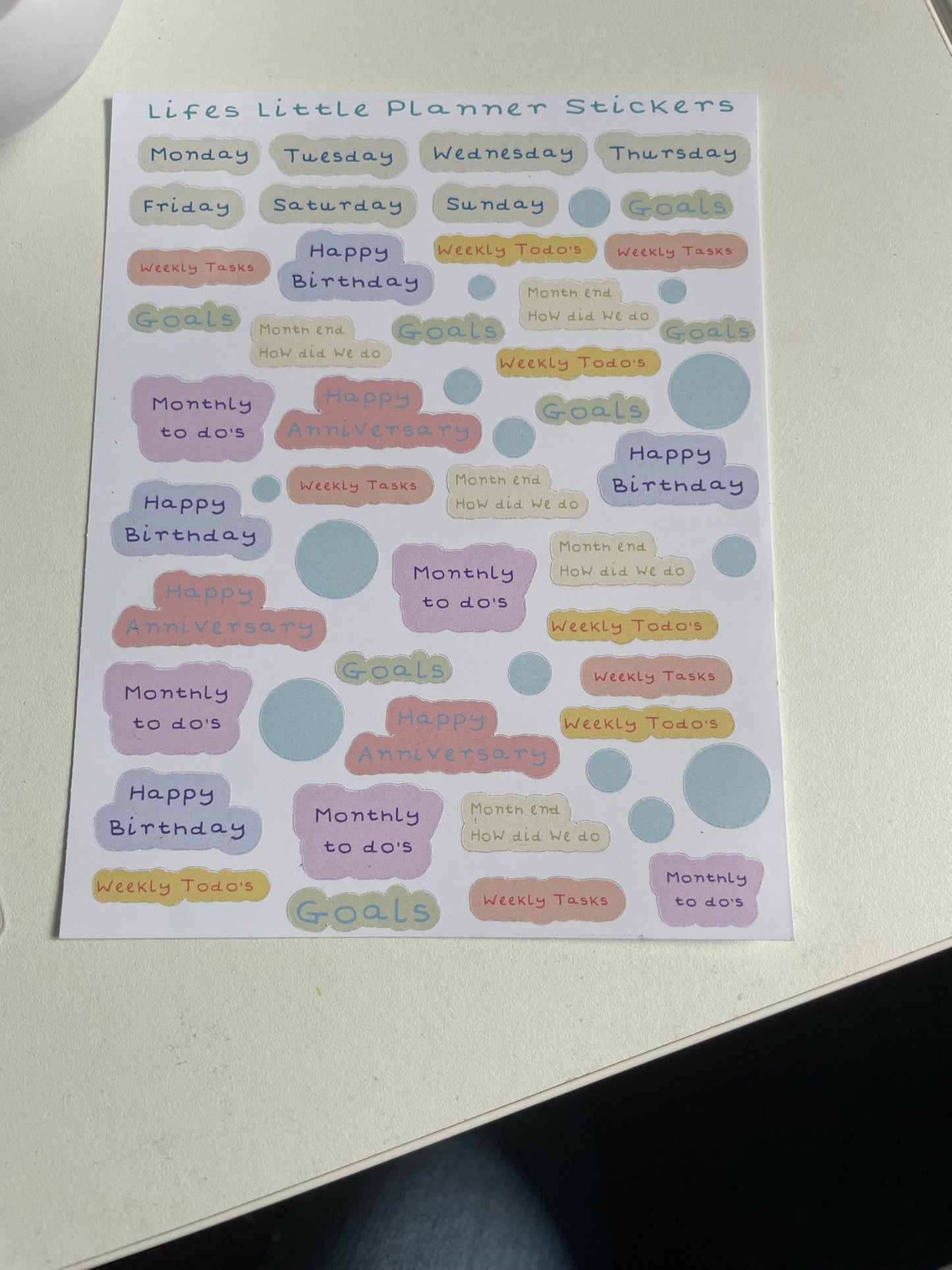 Redesigned Life''s Little Planner Stickers Days of the Week, monthly to do's Glossy paper pastel colours cute Planners and Journals.